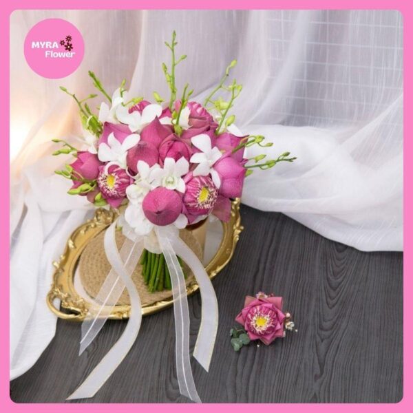 Hoa sen cưới màu hồng mix